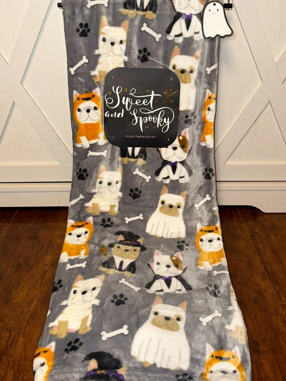 Sweet & Spooky Dogs in Costumes Plush Throw Blanket